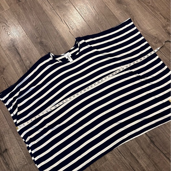 Yala Bamboo Viscose Striped Top L/XL Poncho Boxy Lagenlook Natural Comfort - Picture 9 of 10